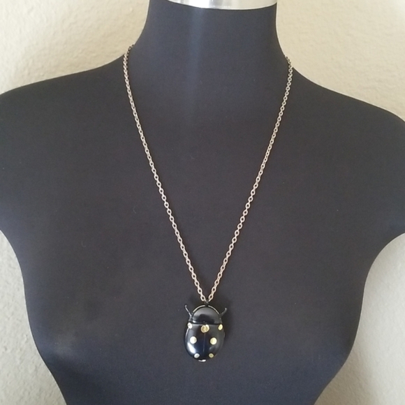 Rare Vintage Hamlin Black Gold Ladybug Necklace Watch Wind Up - Picture 6 of 6